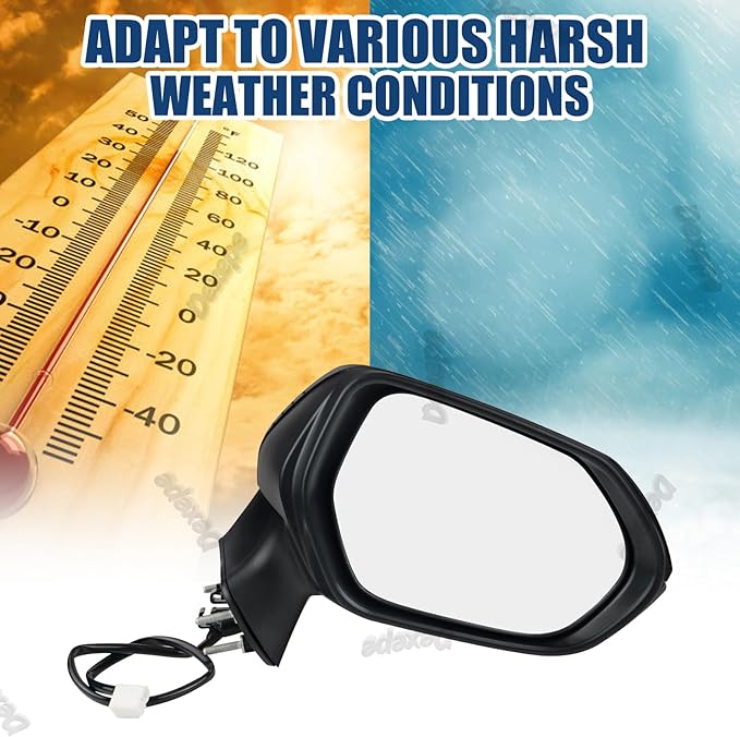 Passenger Side Mirror Assembly Compatible with Toyota Corolla 2020-2025 Heated Power Adjustable Glass Replace 8791012K70, TO1321392, 8791002929, 8791002917 Black (5Pin Right)