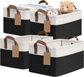 CHICVITA 4 Pack Storage Baskets for Shelves, Foldable Closet Baskets for Organizing, Fabric Storage Bins with Handles, Towel 