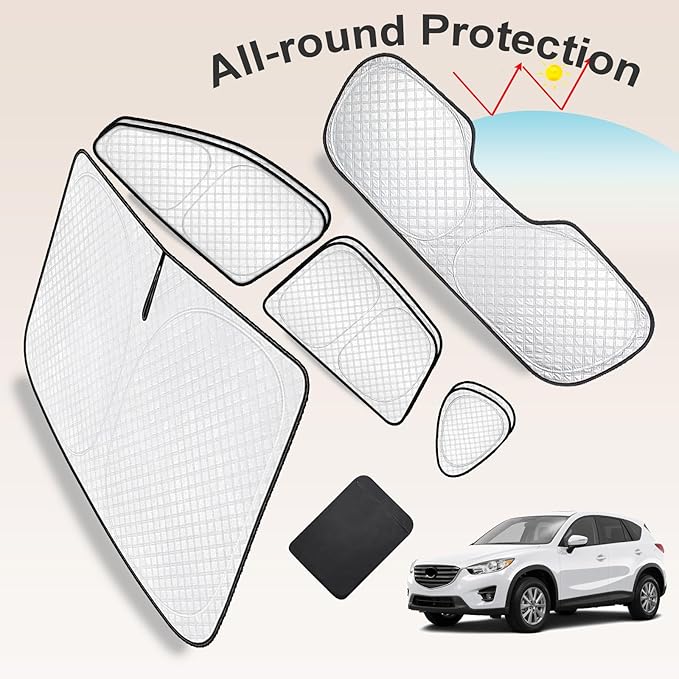 KMF 8pcs Thicken Full Sun Shades for Mazda CX-5 Accessories 2013-2016,Windshield Sunshade Privacy Car Window Covers for Side Rear, UV Block and Blackout for Car Camping Outdoor