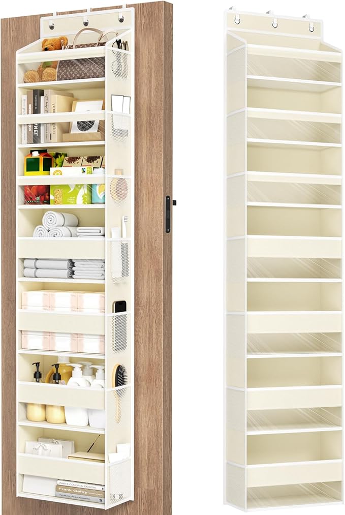 Mefirt Over The Door Organizer, 7 Tier Door Hanging Organizers with 7 Large Pockets 12 Side Pockets, Behind Door Storage Hang