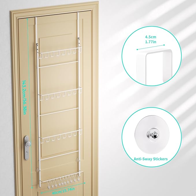 HapiRm Over Door Hat Organizer - 4 Tier Wall Mounted Hat Rack with 24 Hooks and 10 Movable Clips, Hanging Baseball Cap Organi