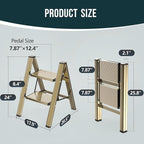 WOA WOA Step Ladder, 2 Step Foldable Step Stool with Widen Pedals, Portable Aluminum Stepladder, Compact Ladder for Space Sav