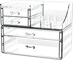 Small Make up Organizers and Storage with 4 Drawers,Clear Skincare Organizers,Cosmetic Storage for Dresser Top Organizer,Bath