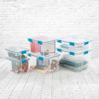 Sterilite 12-Pack Gasket Box, Weather-Resistant Storage Bins with Latching Lids, 7.5 Quart - Heavy-Duty Organizing Containers