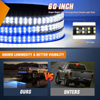 Nilight 60 Inch Truck Tailgate Strobe Light Strip Tail Emergency Bar Rear Window Warning Lamp Ultra-Bright Double Row 360 LED for Pickup Trailers Construction Vehicles Car SUV, Blue White