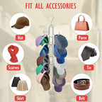 Hat Organizer for Closet, Collapsible Caps Rack with 10 Rotatable Large Hooks, Holds Up to 40 Baseball Caps, Metal Space Savi