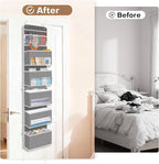 SpaceWhisper Over the Door Organizer, 6 Large Pocket Hanging Storage Organizer with 40lb Capacity, Space Saving for Nursery, 