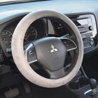 BDK Ergonomic Leather Grip Steering Wheel Cover - Soft Plush Memory Foam Grip for Standard Size Wheels 14.5-15 inch Gray