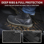 LASFIT Floor Mats for Ford F250 F350 F450 2017-2026 Crew Cab Front Bucket Seat | Rear W/Fold-Flat Storage All Weather Carpet Floor Super Duty Protector TPE Car Floor Liner, 1st & 2nd Row, 3pcs Black