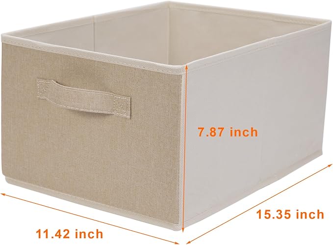 JAKAGO Fabric Storage Bins set of 4 Rectangle Storage Baskets with Handle Foldable Closet Organizer for Clothes Towel bedding