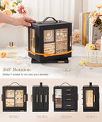 Homde Jewelry Box for Women Large: Rotating Organizer for Ring Earring Necklace Bracelet - 7 Drawers Storage for Dresser (Bla