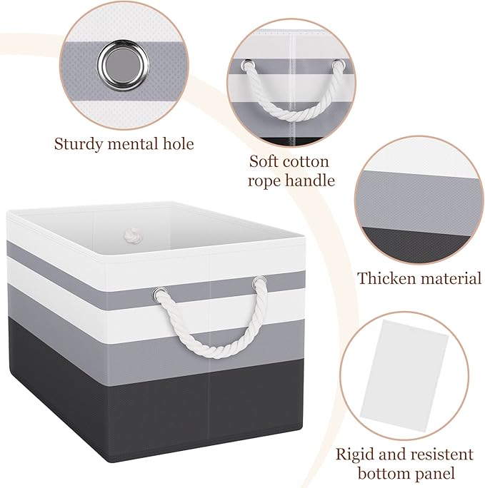 Fab totes Storage Bins [2-Pack], Foldable Storage Baskets for Organizing Toys, Books, Shelves, Closet, Large Storage Box with