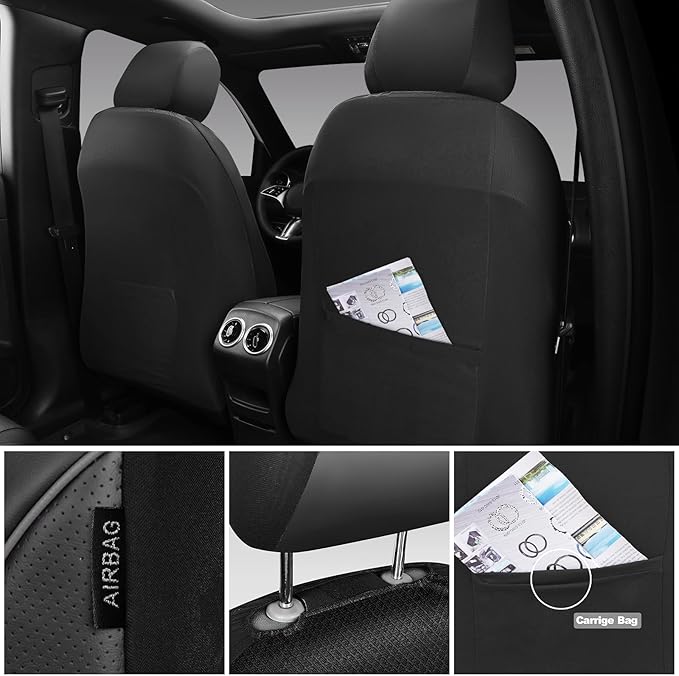 CAR PASS Comfortable 3D Foam Mesh Leather Car Seat Covers Full Sets, Air Cool Mesh Breathable Seat Covers for Car, Universal 
