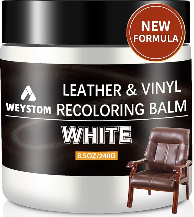 Leather Recoloring Balm - White Leather Repair Kit for Furniture, Dye, Recolor, Renew, Repair & Restore Aged, Faded, Cracked,