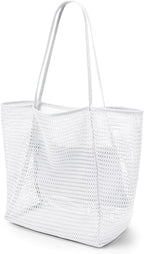KALIDI BeachNylon Mesh Tote Bag, Casual Tote Bag Hobo Women Foldable MAX 23L Shoulder Bag For Beach Picnic Vacation