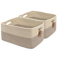 COMFY-HOMI 2 pcs Large Storage Baskets for Shelves, Laundry Basket, Woven Rope Basket, Closet Organizer Bins for Clothes Blan