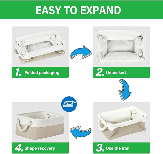 Bidtakay Small Baskets Fabric Storage Baskets for Organizing 3-Pack 12x8x5 Inch Collapsible Storage Bins for Shelves Canvas B