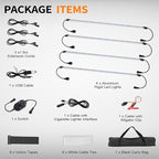 12V LED Interior Light Bar Kit Dimmable IP67 Waterproof Camping String Lights, 4 Bars White Aluminum Magnetic Mount Exterior Lights for RV, Camping Tent,Car