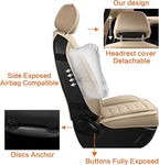 Leather Car Seat Covers Full Set, Waterproof Faux Leather Seat Covers for Cars, Non-Slip Car Interior Covers Universal Fit fo