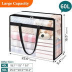 TasticTotes 4 Pack Clear Storage Bags for Comforter, Clothes & Bedding, Plastic Blanket Storage with Zipper and Handle, Movin