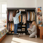 Raybee Clothes Rack with Cover,Portable Closet Heavy Duty,Metal Clothing Racks for Hanging Clothes Adjustable for Bedroom 66.