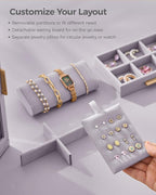 Glimmloop 360° Rotating Jewelry Box with 5 Drawers, Spacious Vertical Jewelry Organizer with Glass Window, Jewelry Storage Ca