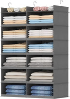 Lifewit Dual-Row 6 Tier Hanging Closet Organizer and Storage, Wide Clothes Storage Shelves with 3 Sturdy Hooks for Clothing O