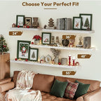 Vivelove Elm Wood Floating Shelves, Wooden Shelves for Wall with Invisible Bracket for Living Room Bedroom Bathroom Office Bo