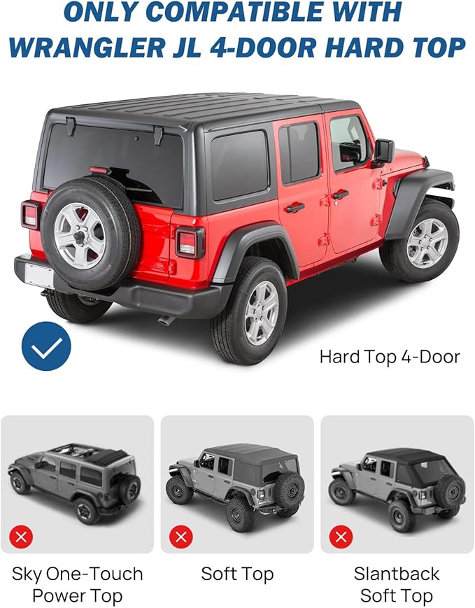 JOYTUTUS Rear Cargo Rack Basket Compatible with Wrangler JL 2018-2023 (Hard-Top Only, Not Fit 2024-2026), 350 LBS Adjustable Height Trunk Interior Luggage Basket Big Storage Carrier, Black