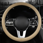 Cowhide Steering Wheel Cover Heat Resistant Anti-Slip Car Wheel Wrap Compatible with Most Makes and Models of Cars and Trucks with 14.5 to 15 Inch Steering Wheel