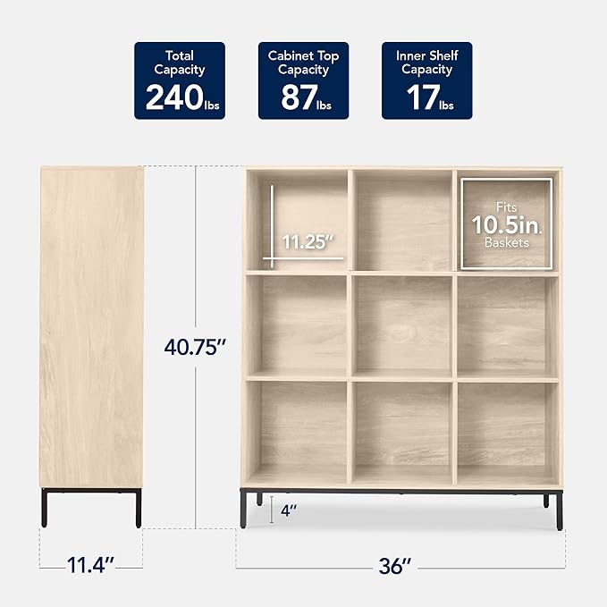 Best Choice Products 9-Cube Bookshelf, 3-Tier Wood Storage Bookcase W/Legs, 11in Shelf Opening, Cube Organizer, Living Room, 
