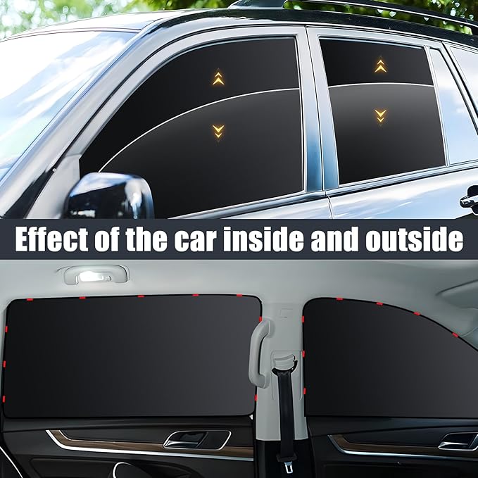 ZATOOTO Car Window Shades - 4 Pack Car Window Covers 99% UV Light Block Side Window Sun Shade Magnetic Curtains Keeps Cooler Privacy for Breastfeeding Taking a nap Camping