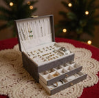TOFUNTOY Jewelry Organizer Box, Large Jewelry Boxes for Women, 3-Layer Jewelry Holder Organizer for Necklace Earrings Rings B