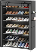 Laiensia 7-Tier Vertical Shoe Rack Organizer, Space Saving Shoe Storage Organizer, Non-Woven Cover Shoe Shelf Holds 28-35 Pai