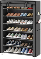 Laiensia 7-Tier Vertical Shoe Rack Organizer, Space Saving Shoe Storage Organizer, Non-Woven Cover Shoe Shelf Holds 28-35 Pai