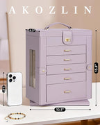 AKOZLIN 360° Rotating Jewelry Box 6-Tier Organizer Functional Jewelry Storage Case for Women Girls Ring Necklace Earring Brac