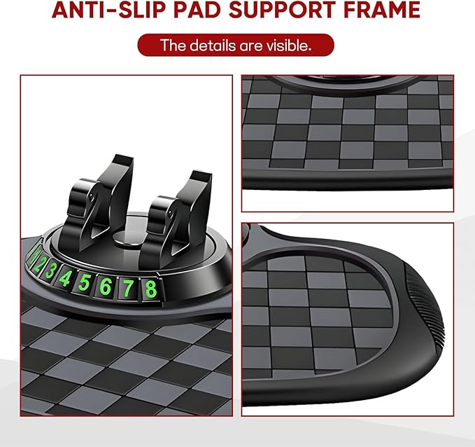 Wuyaoyao Multifunction Car Anti-Slip Mat Auto Phone Holder, PVC Car Dashboard Non-Slip Pad Phone Mount with Temporary Parking