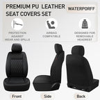 CAROMOP Faux Leather Car Seat Covers 2 Front Set,Luxury and Comfortable Seat Covers for Cars, Airbag Compatible Car Interior 