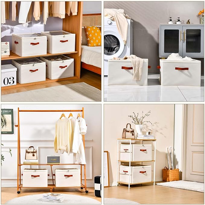 INSTY Shoe Organizer for Closet, 2 Pack Foldable Shoe Storage Containers, Fits up to 16-32 Pairs, Adjustable Dividers for Sho