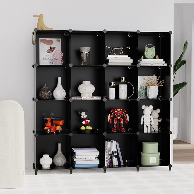 HOMIDEC Closet Organizers and Storage, 16 Cube Storage Organizer, Closet Organizer Bookshelf Cubes Shelves for Clothes, Bedro