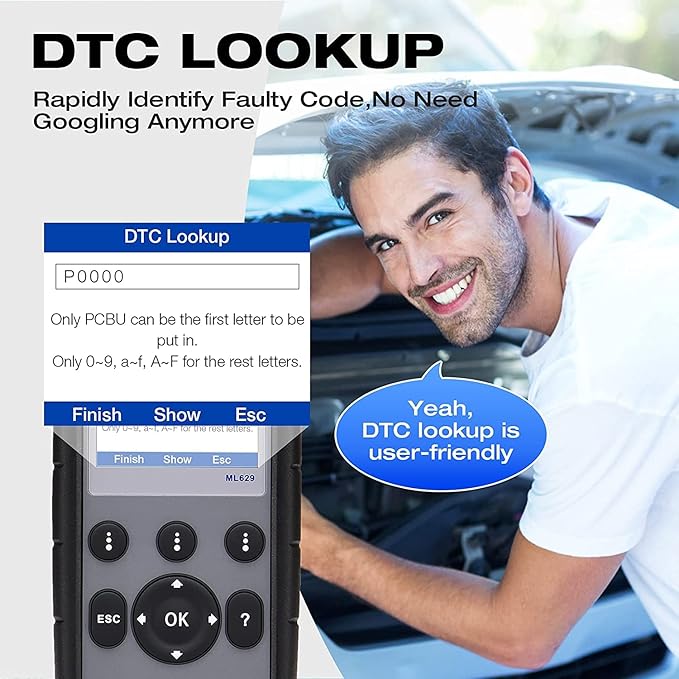 Autel OBD2 Scanner Diagnostic Code Reader ML629 - ABS/SRS/Engine/Transmission MaxiLink 629 Car Diagnostic Tool DTC Lookup