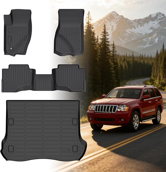 Floor Mats for Jeep Grand Cherokee 2005 2006 2007 2008 2009 2010, Grand Cherokee WK Laredo, Limited, Summit Floor Mats, TPE Summer Winter Non-Slip Floor Liners Car Accessories