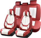 Coverado Seat Covers Full Set, 5 Seats Seat Covers for Cars, Waterproof Nappa Leather Car Seat Covers with Head Pillow, Seat 
