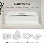 Graciadeco Medium 15" 21 Quart Collapsible Stackable Storage Bins with Lids, 3 Packs White Foldable Fabric Closet Boxes Heavy