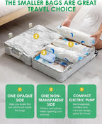 Travel Compression Bags, 25 Pack Vacuum Storage Bags with 1500mAh Rechargeable Battery, Vacuum Seal Bag for Space Saving Clot