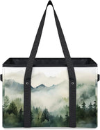 Reusable Grocery Bags Heavy Duty Shopping Bags Foldable Large Tote Bags with Long Handles & Hard Bottom