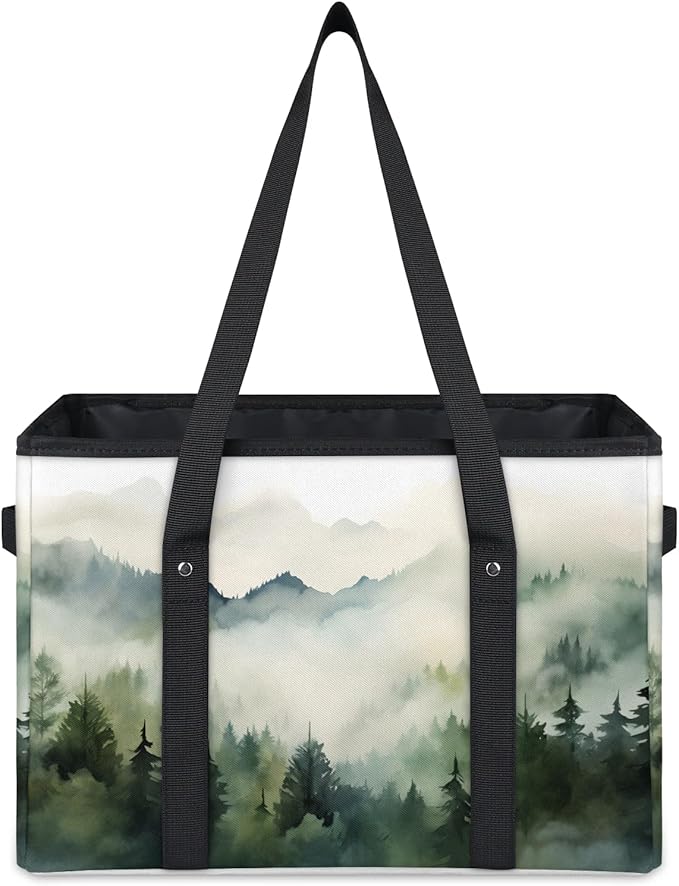 Reusable Grocery Bags Heavy Duty Shopping Bags Foldable Large Tote Bags with Long Handles & Hard Bottom