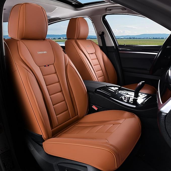 Coverado Car Seat Covers Full Set, Seat Covers for Cars, Front Seat Covers and Back Seat Cover Waterproof Leather Automotive 