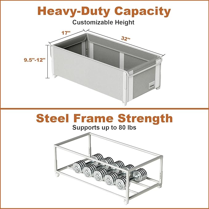 2Pack Under Bed Storage with Wheels,9.5"-12"Tall Adjustable Height Underbed Storage,Deep Under Bed Storage Containers,Rolling