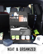 Odor-Absorbing 2-Layer Large Golf Trunk Organizer with Activated Carbon Fabric - Water-Resistant Golf Shoe Bag for Shoes Balls Tees Clothes